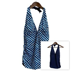 Tommy Bahama reversible tankini women's medium blue colorful resort vacation